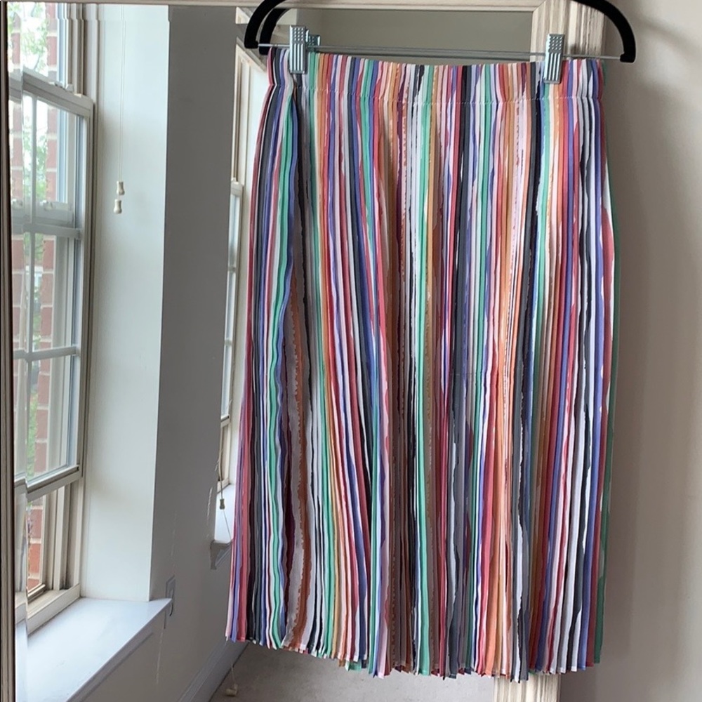 ZARA rainbow striped pleated midi skirt (S) ✨